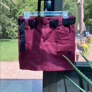 Burgundy Utility Skirt with Black Accents